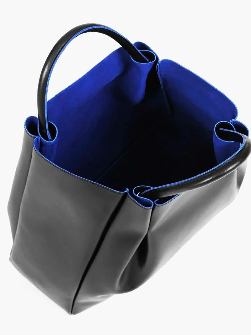 Alexandra De Curtis Amalfi Midi Tote, Black Leather, Purse, Handbag with Strap